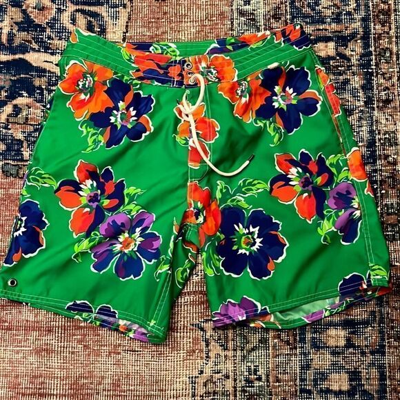 Polo by Ralph Lauren Men's Hawaiian Board Shorts-  Swim Trunks Tropical Green - Picture 1 of 9
